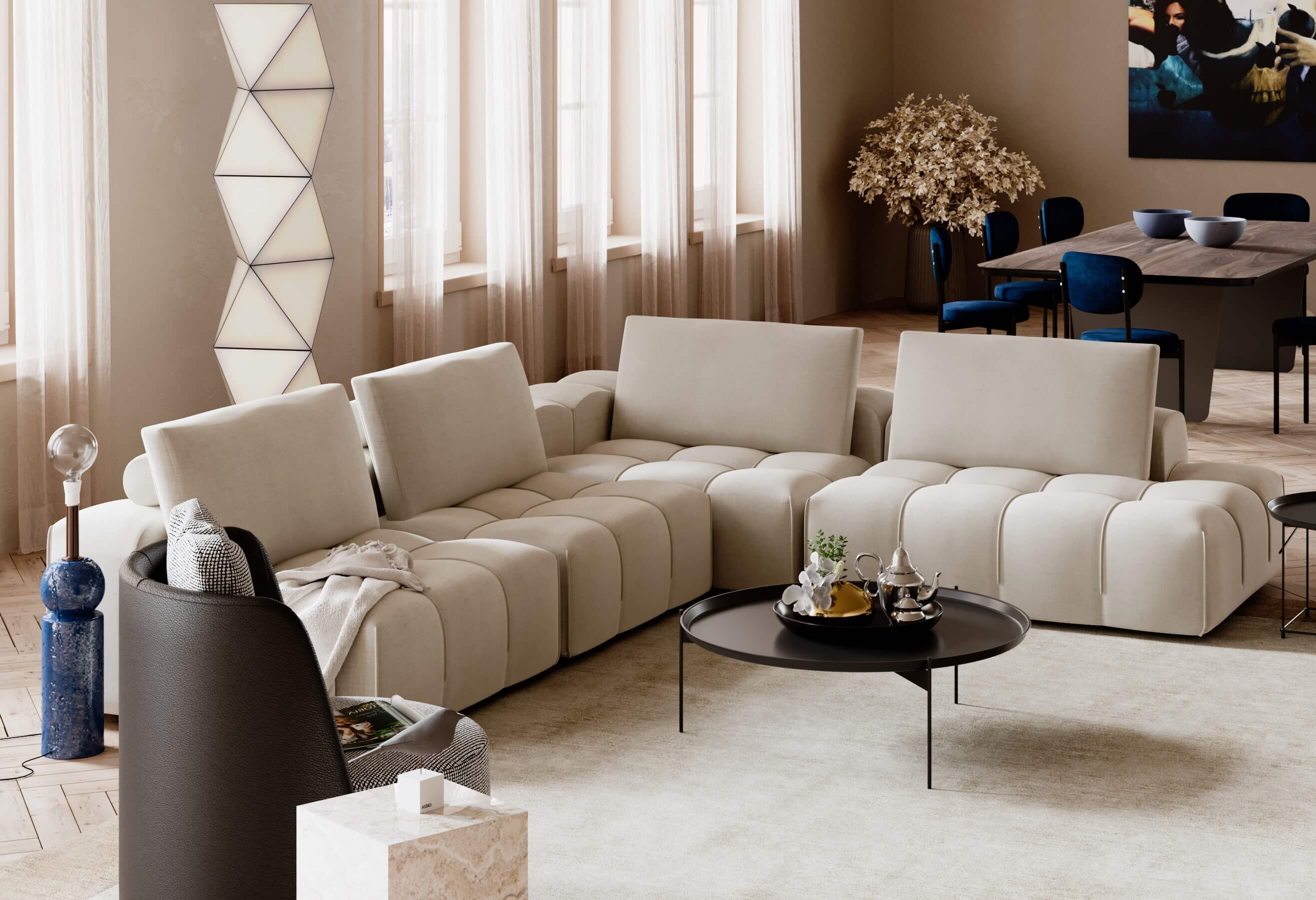 Lanube L-Seat Sofa: A sophisticated, comfortable L-shaped design with high-quality materials.